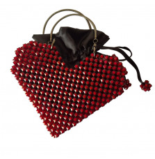 Burgundy Heart pearl bag