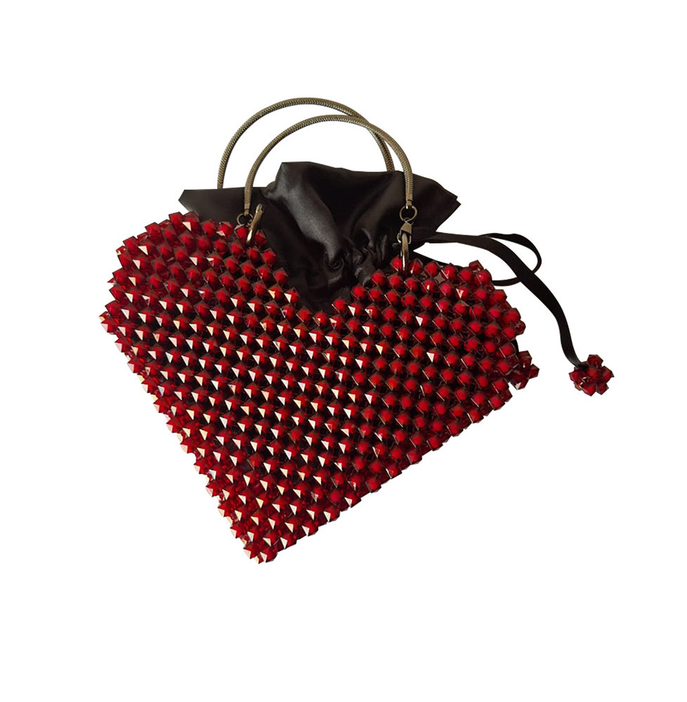 Burgundy Heart pearl bag